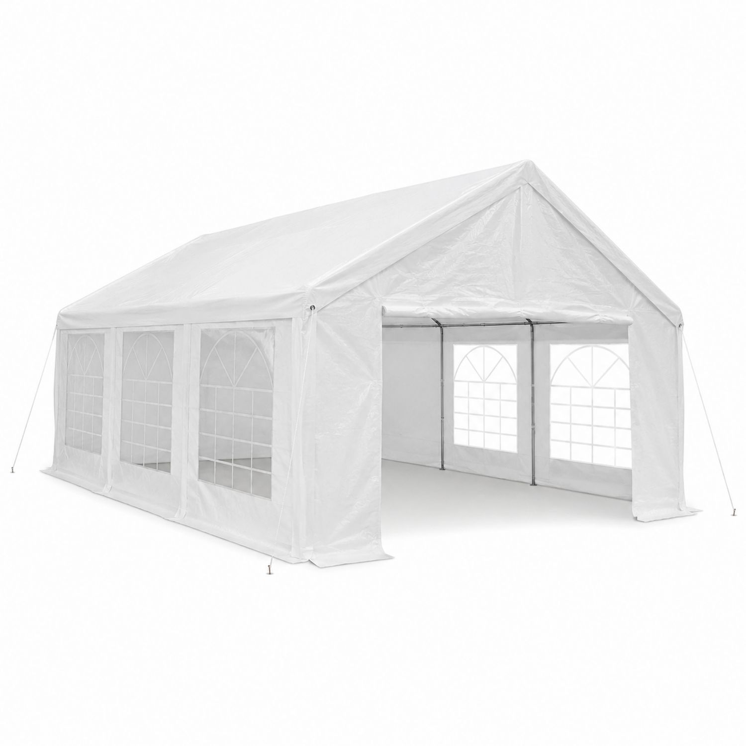 Tente de réception extérieure en polyéthylène blanc 6x12m