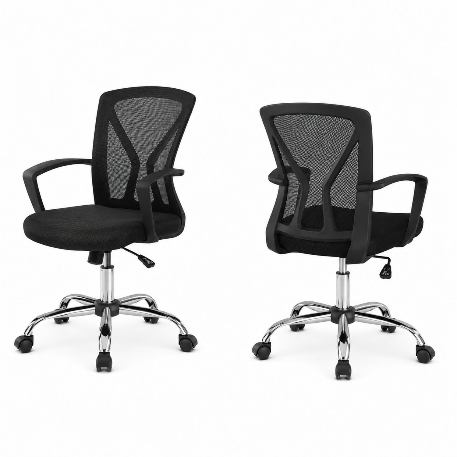 Chaise de bureau ergonomique en maille et métal, réglable, Noir