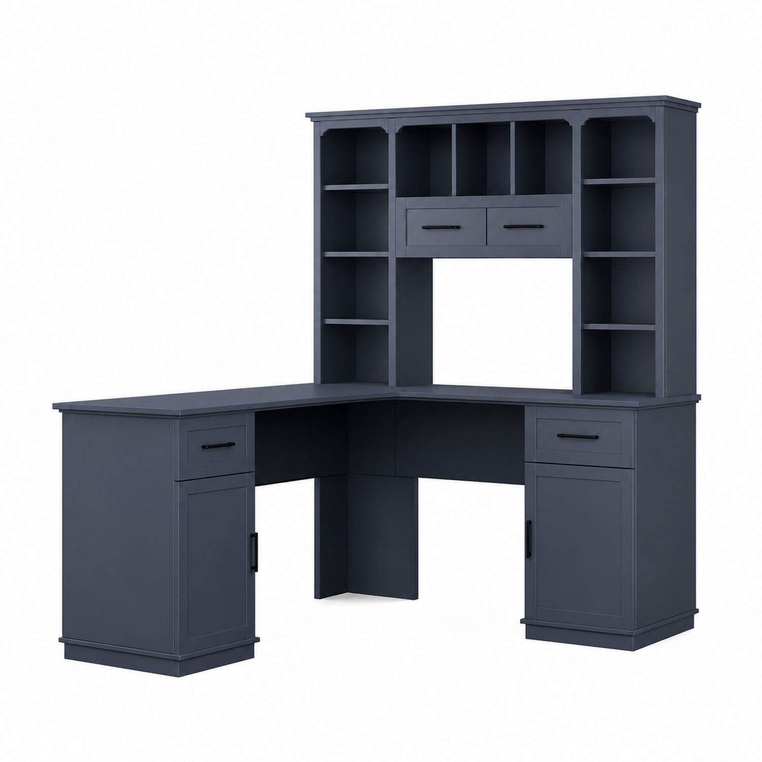 Bureau d'angle avec étagères intégrées en MDF laqué Bleu