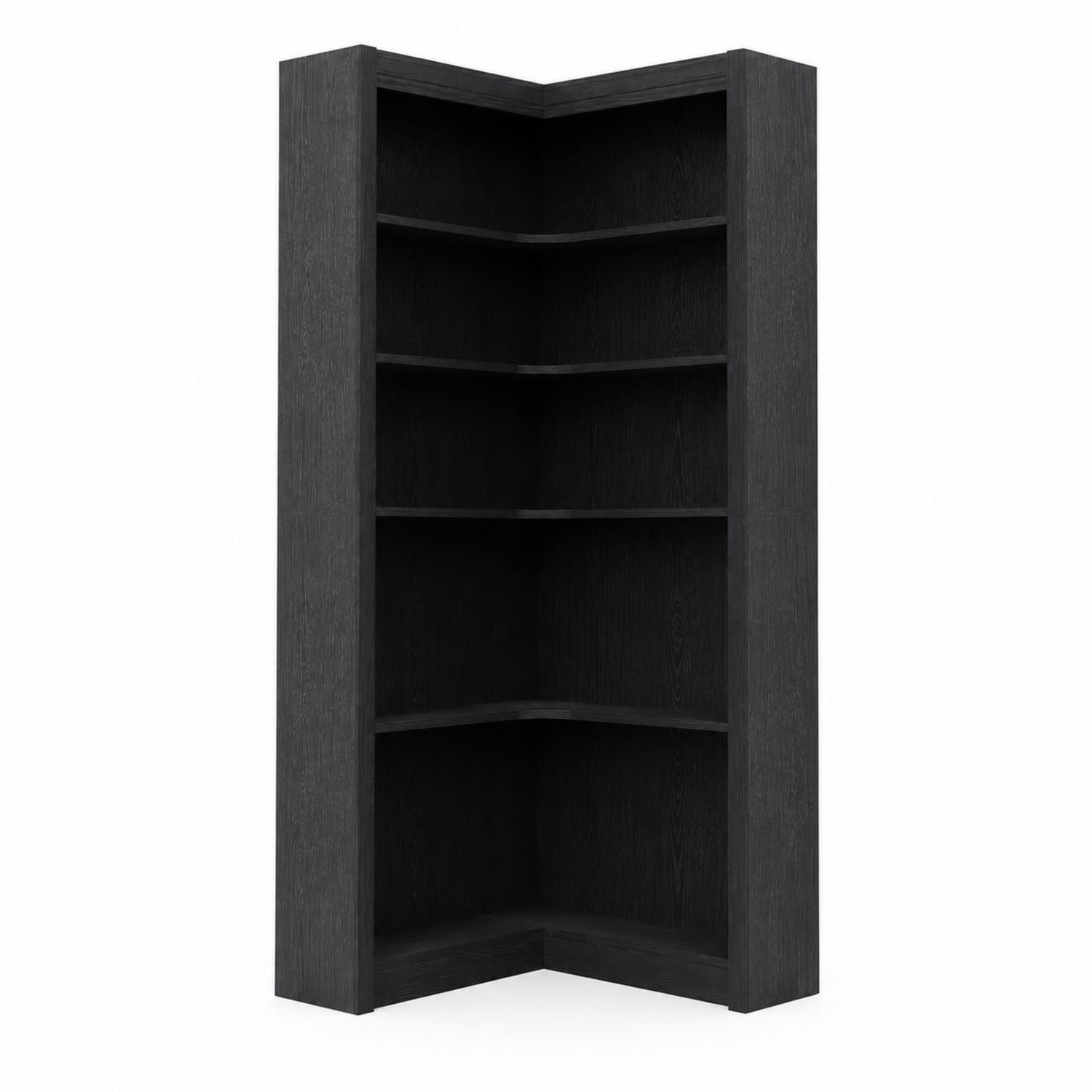 Étagère d'angle en bois noir avec 5 niveaux