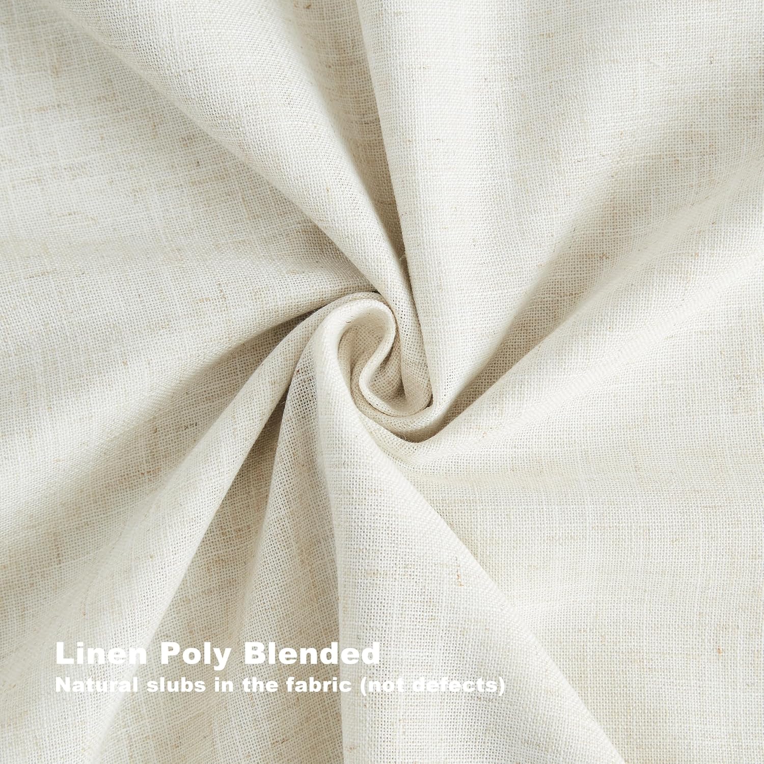 Natural Pinch Pleated Full Blackout Curtains Linen for Living Room Bedroom Thermal Insulated Pinch Pleat Drapes with Hooks 2 Panel 
