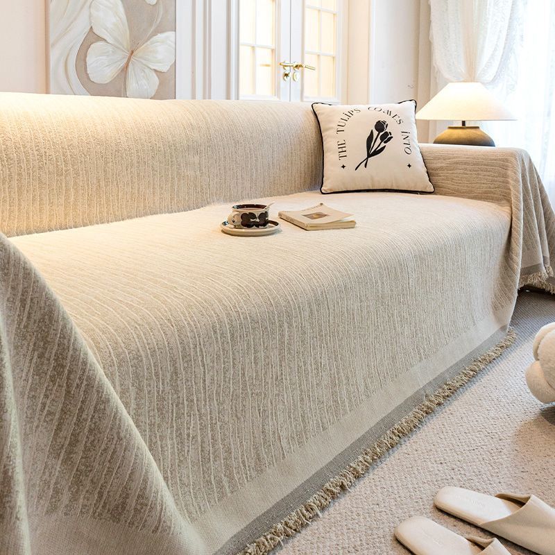 Chenille sofa cover, premium thick creamy-style sofa throw blanket, universal fit sofa pad for all seasons