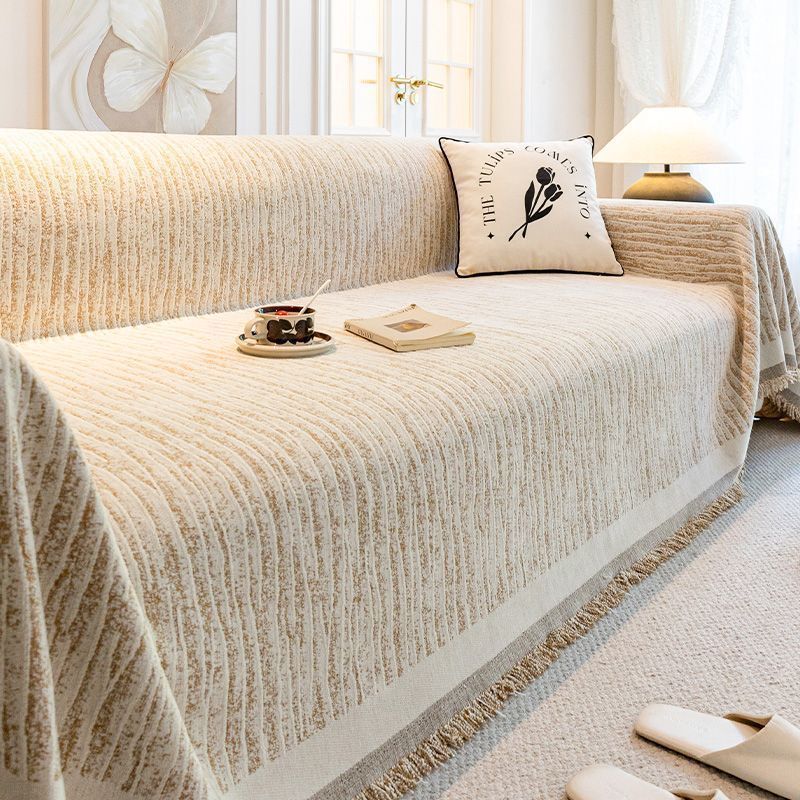 Chenille sofa cover, premium thick creamy-style sofa throw blanket, universal fit sofa pad for all seasons