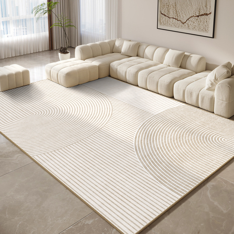 Chloe Luxury Minimalist Arch Geometric Rug | Waterproof Cream Beige Aesthetic Carpet for Home Decor