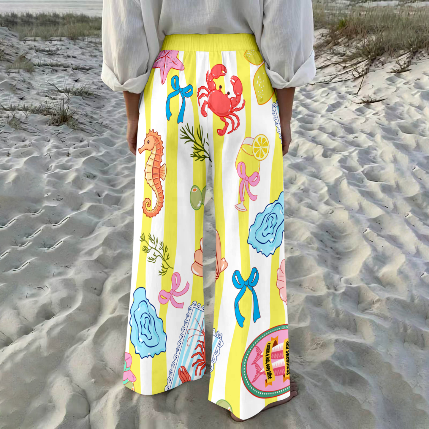 Marine Organism  Corrugated Print Trousers