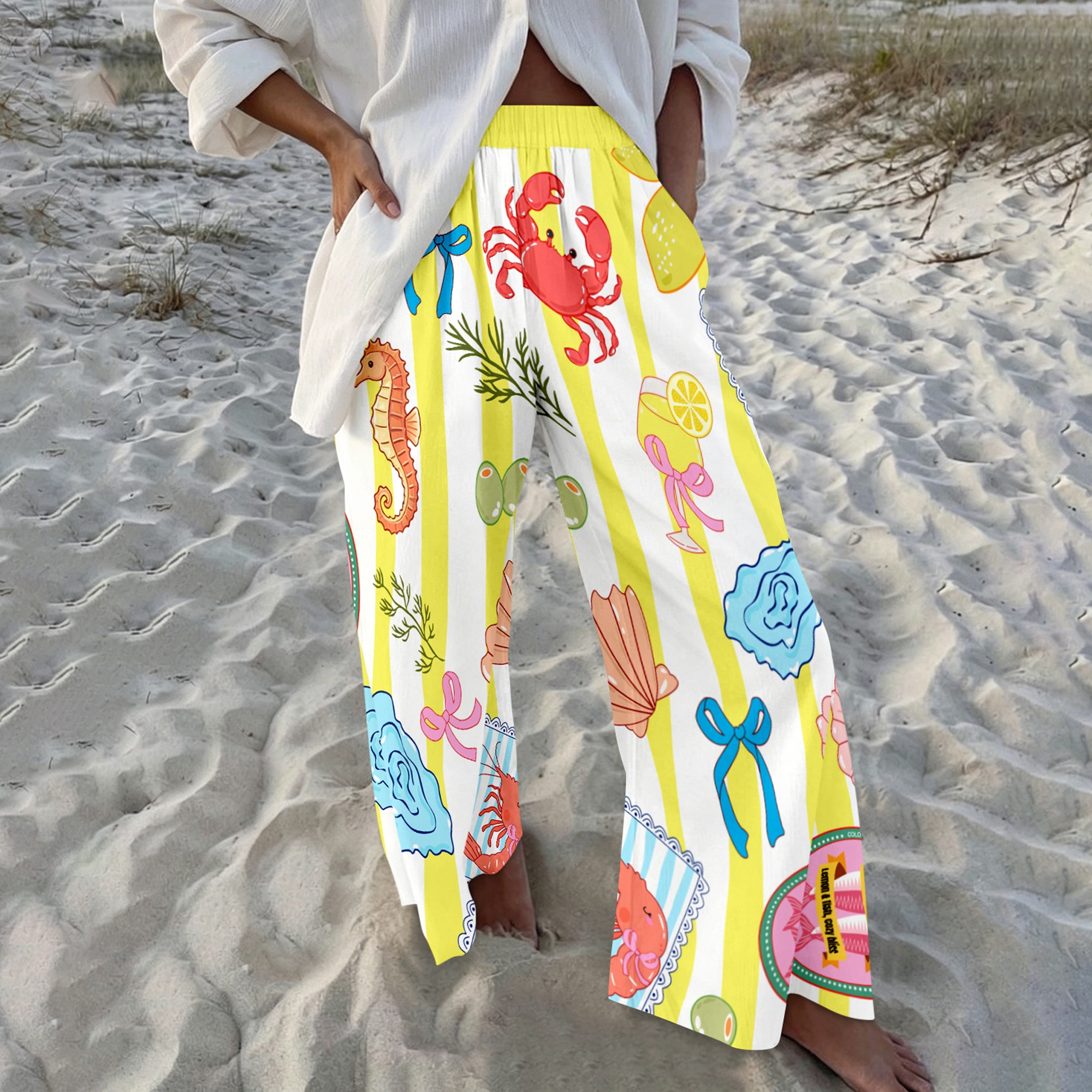 Marine Organism  Corrugated Print Trousers