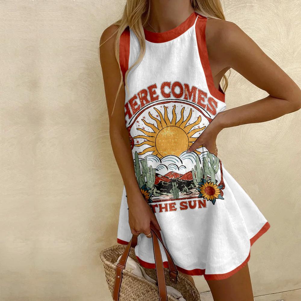 Here Comes The Sun Prints Mini Dress 