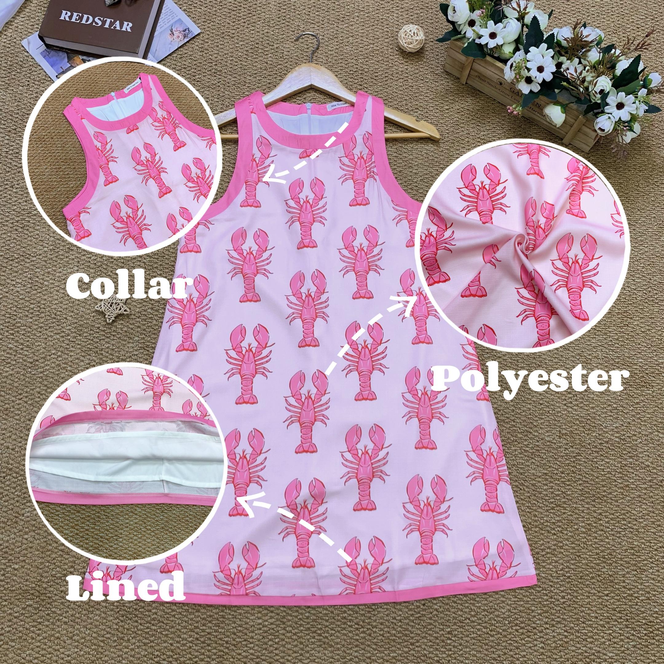 Summer Lobster Print Mini Dress 