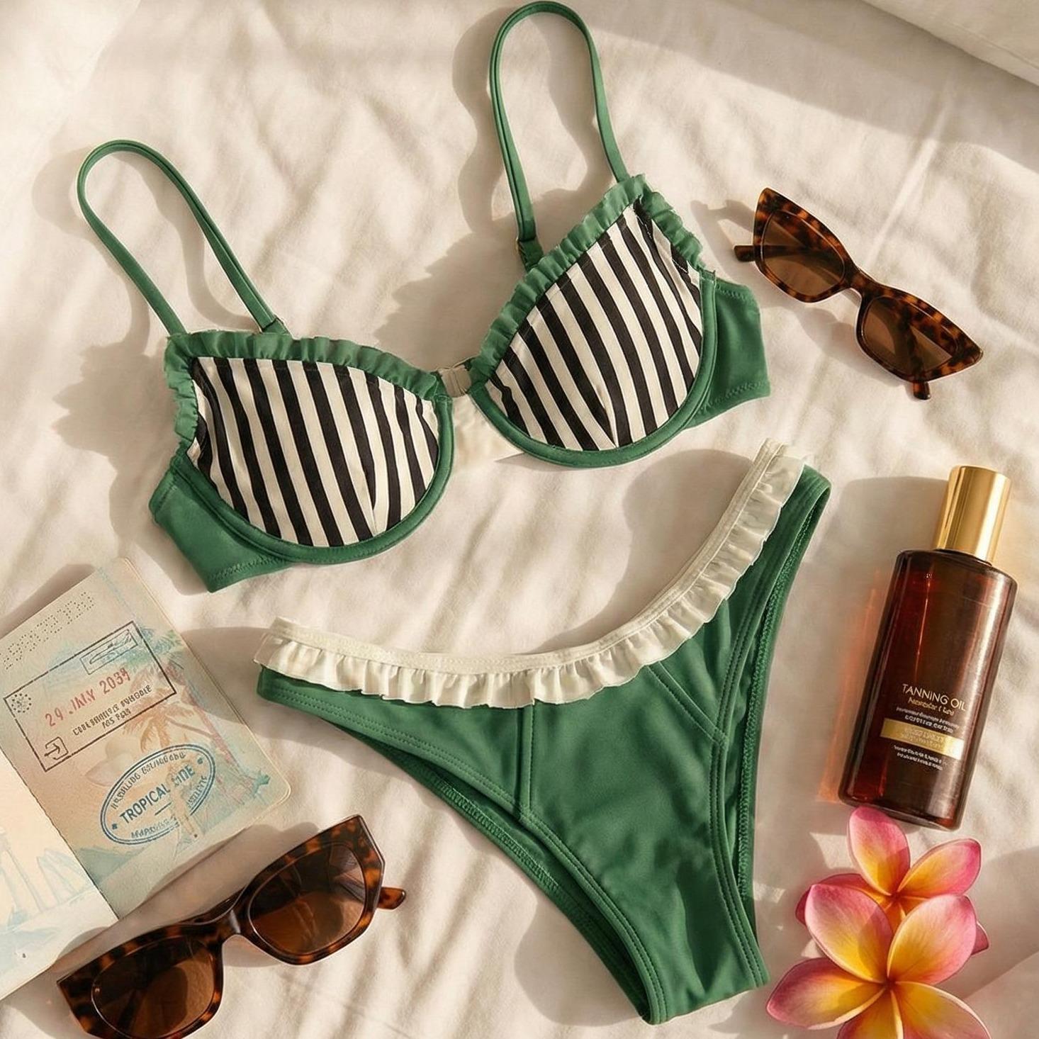  Geometric-Print Split Swimsuit