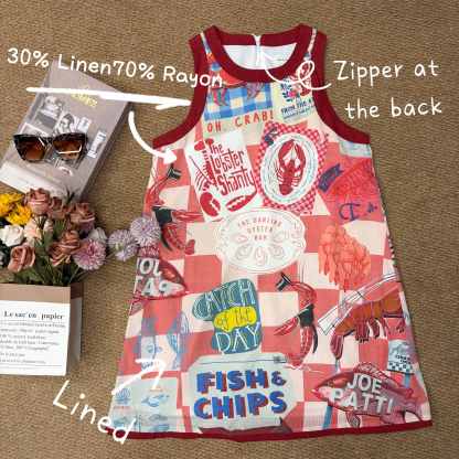 Versatile Print Sleeveless Mini linen Dress