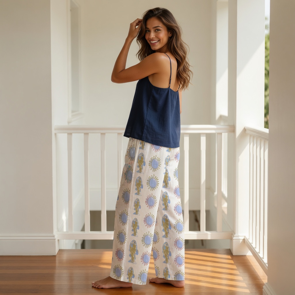 Clownfish-Print Wide-Leg Pants