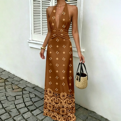 Deep-V Backless Beach Dress 