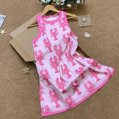 Summer Lobster Print Mini Dress 