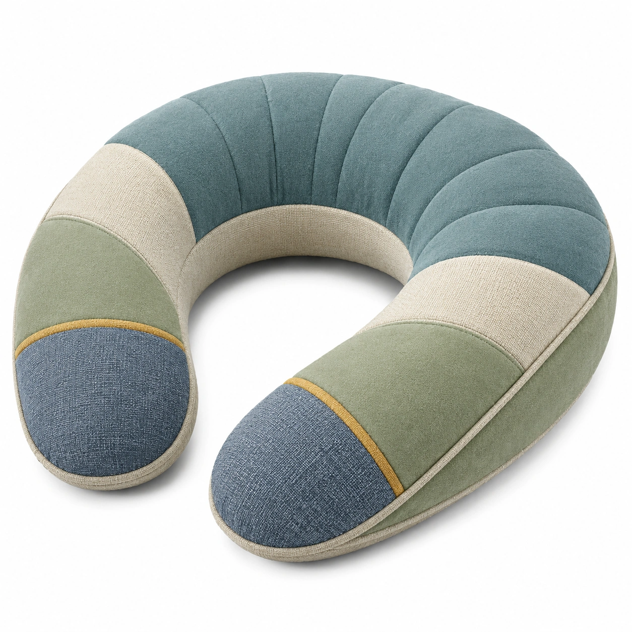 Cojín de Viaje en Forma de U Multicolor Verde/Beige/Azul-BEL DRA NOX