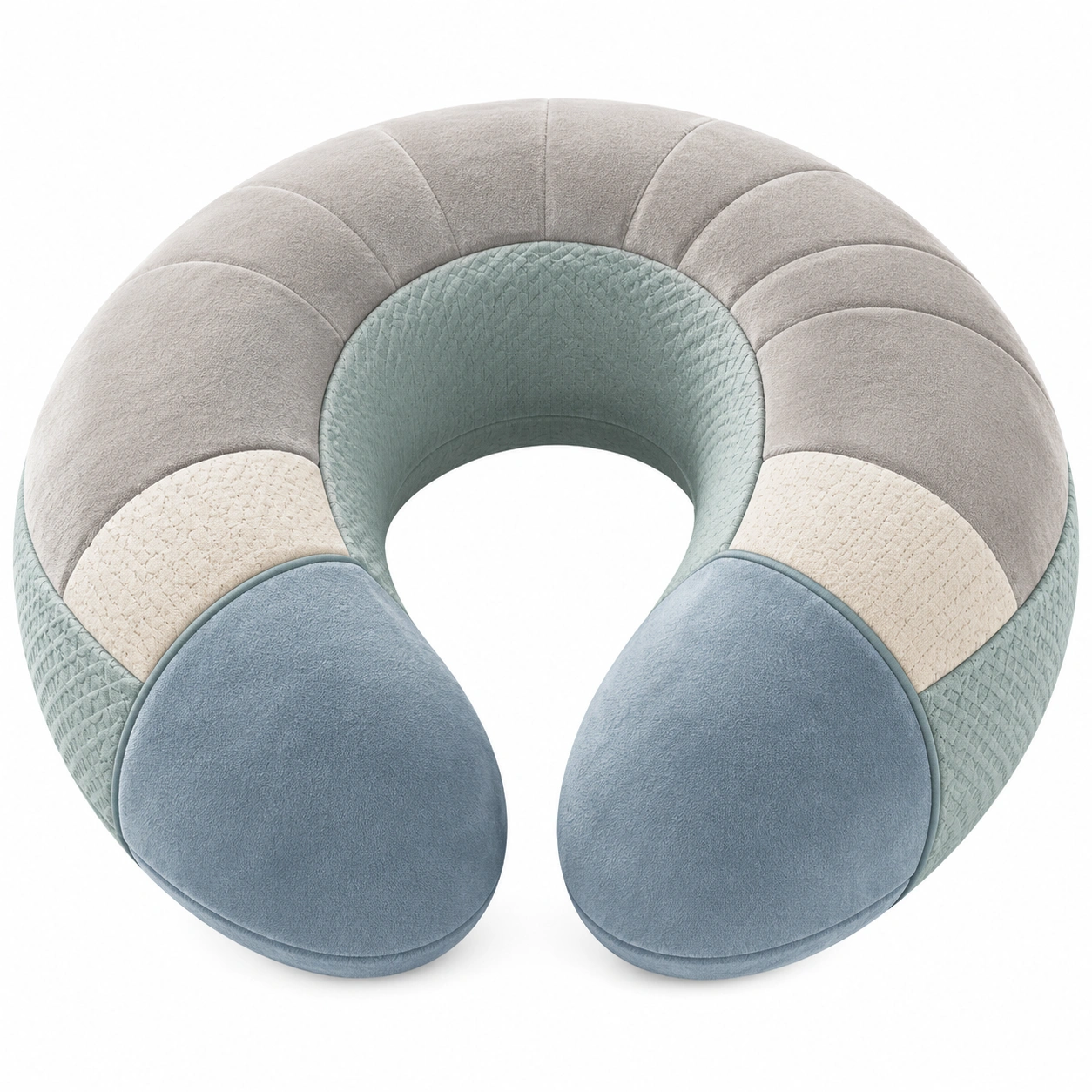 Almohada de Viaje Ergonómica en Forma de U Gris, Verde y Azul-BEL DRA NOX