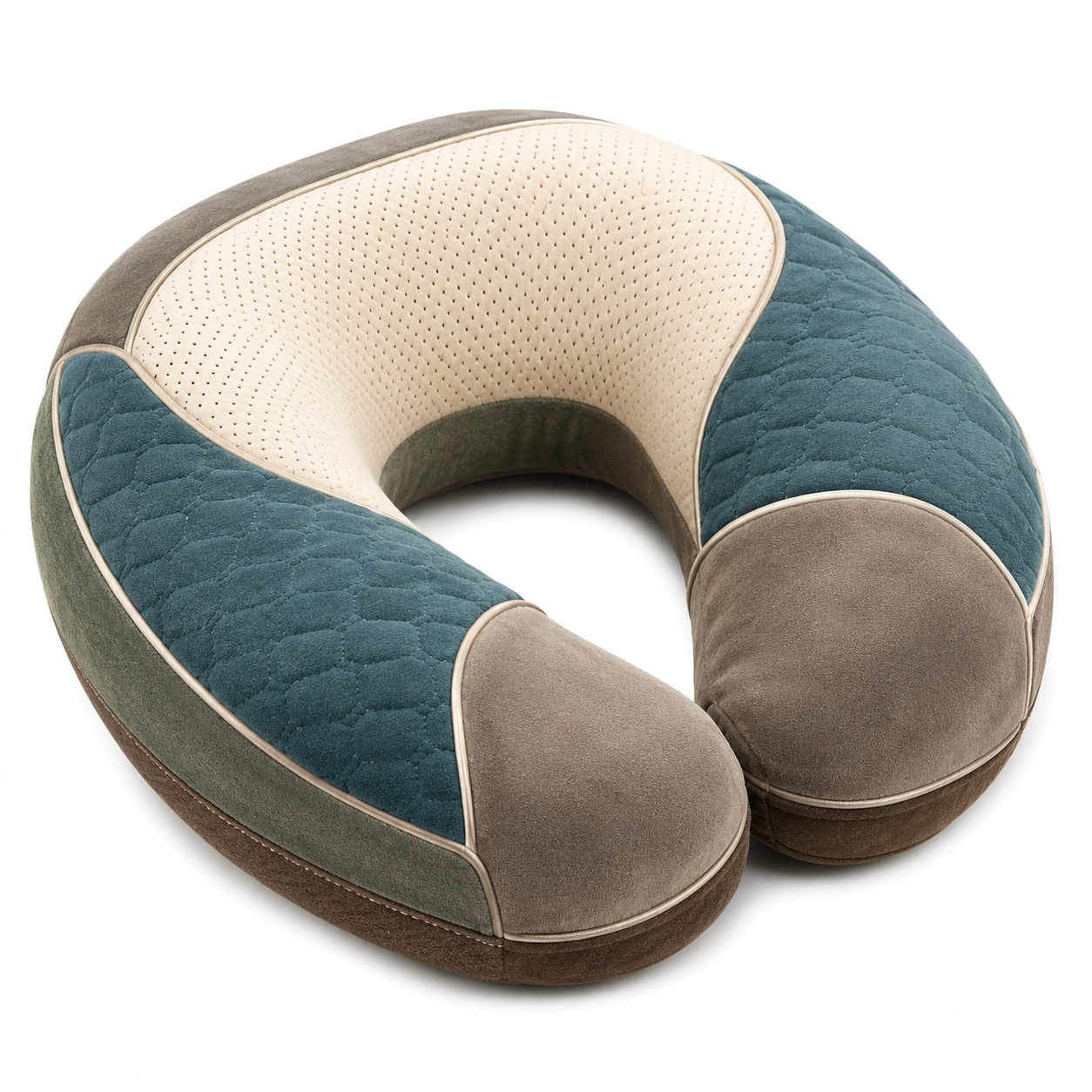 Almohada de Viaje Ergonómica en Forma de U Beige/Azul/Gris-BEL DRA NOX