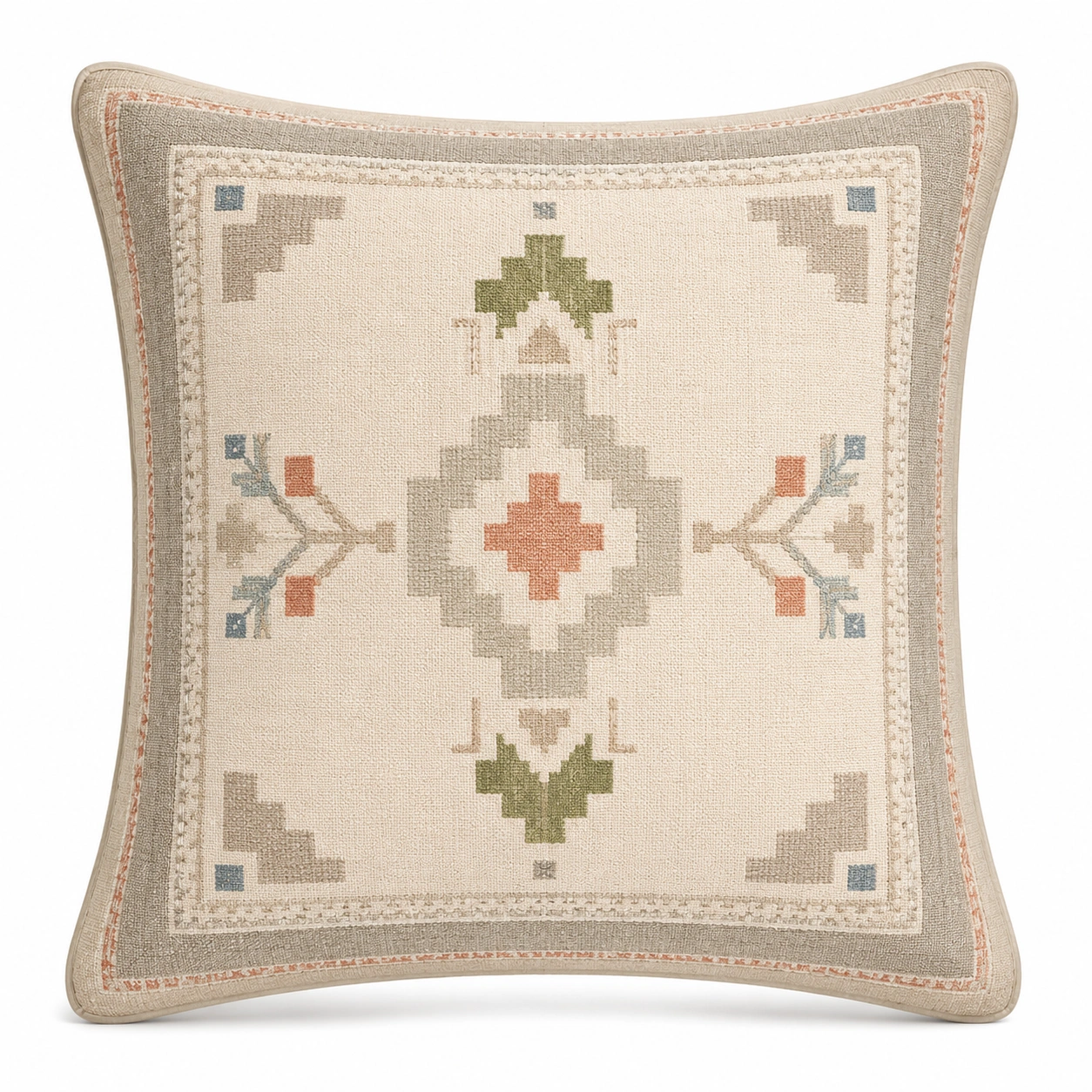 Cojín Decorativo Bohemio con Diseño Geométrico 45x45cm Beige Multicolor-BEL DRA NOX