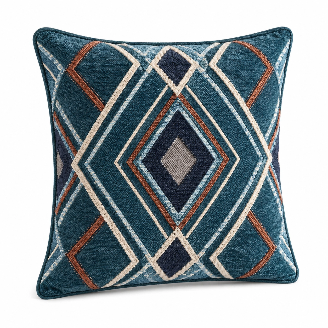 Cojín Decorativo Geométrico Azul y Marrón 45x45cm-BEL DRA NOX