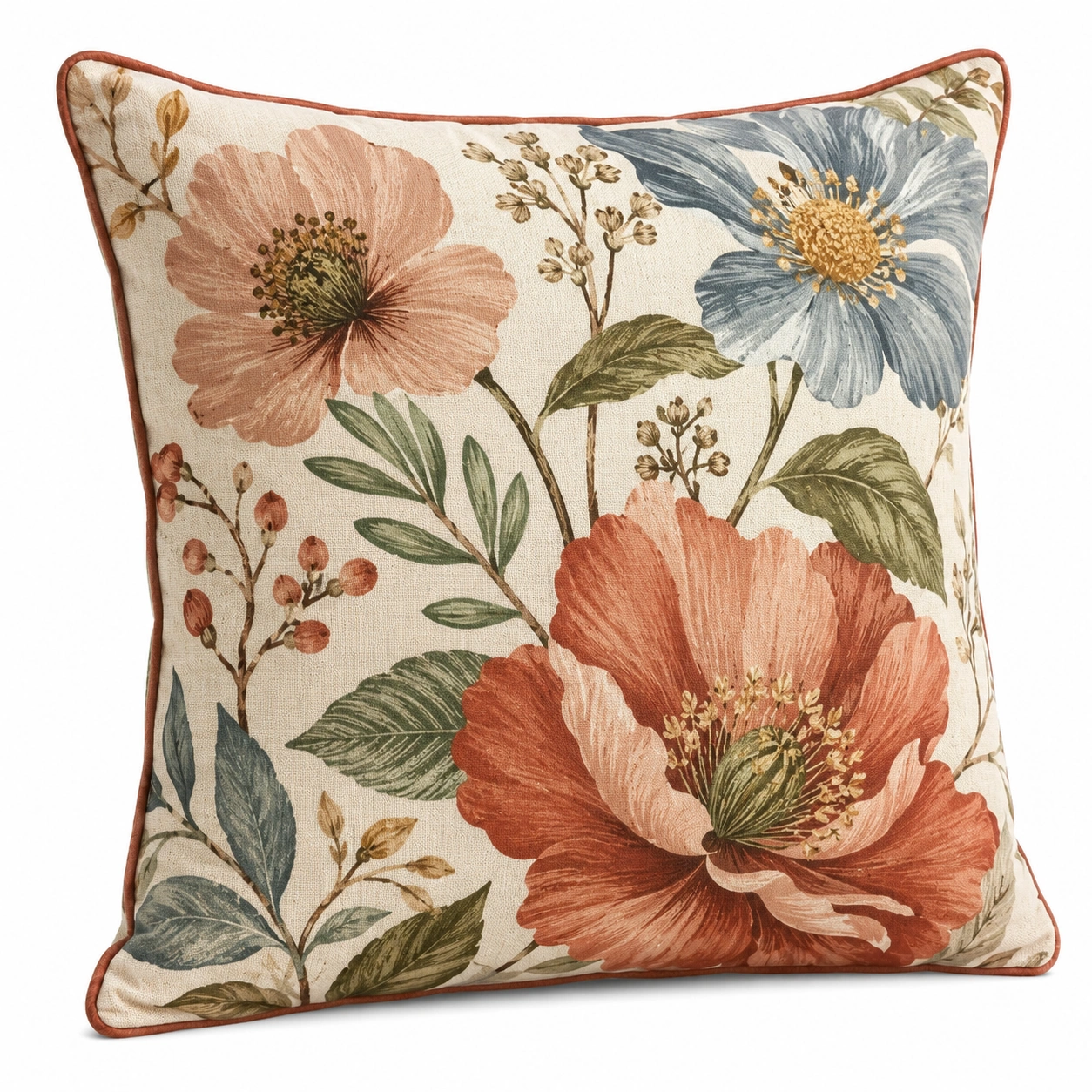Cojín decorativo cuadrado con diseño floral, 45x45cm-BEL DRA NOX