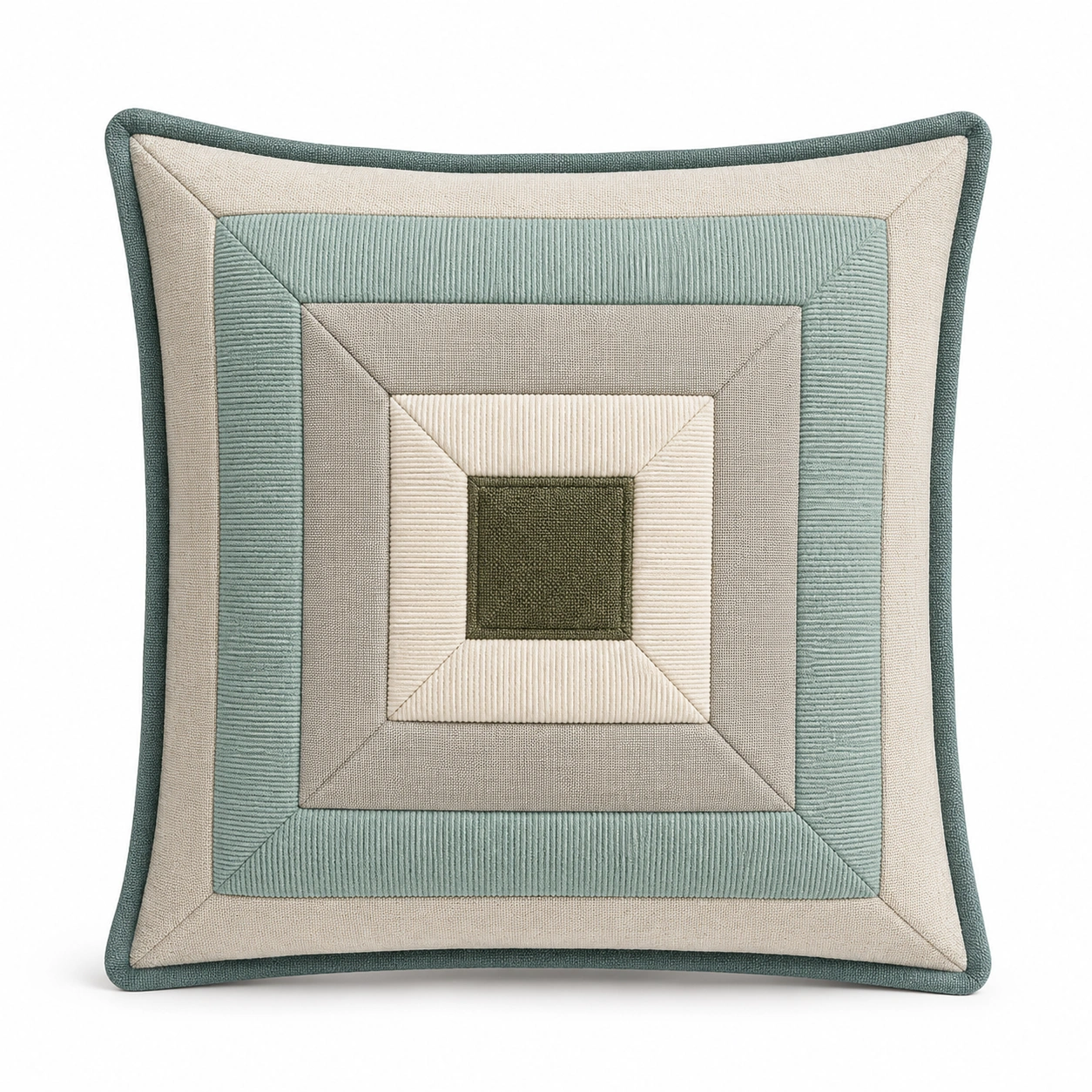 Cojín decorativo cuadrado con diseño geométrico azul y verde 50x50 cm-BEL DRA NOX