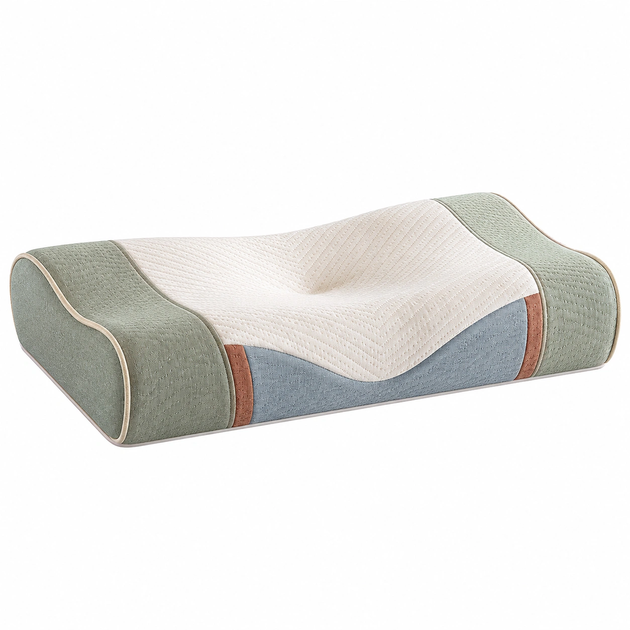 Almohada Ergonómica Soporte Cervical 60x30x10cm Verde/Azul-BEL DRA NOX