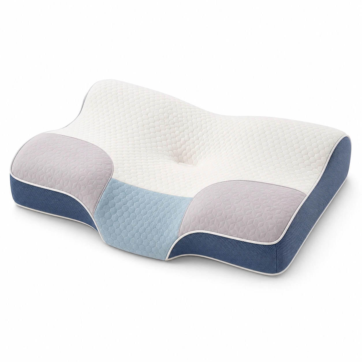 Almohada Ergonómica Ortopédica Blanco y Azul-BEL DRA NOX