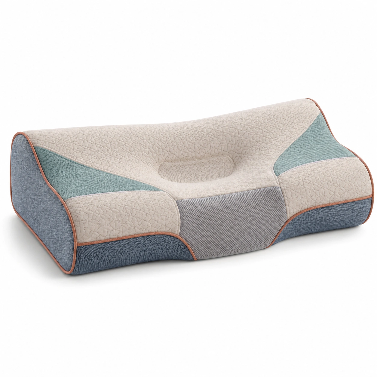 Almohada ergonómica ortopédica para cuello Beige y Azul-BEL DRA NOX