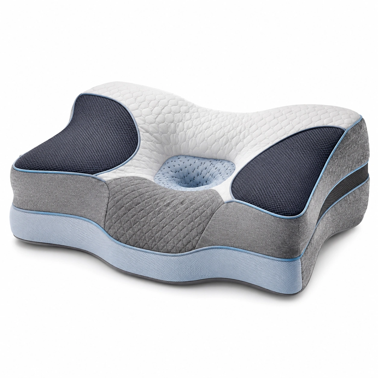 Almohada Ortopédica Ergonómica de Soporte Cervical Gris/Azul-BEL DRA NOX