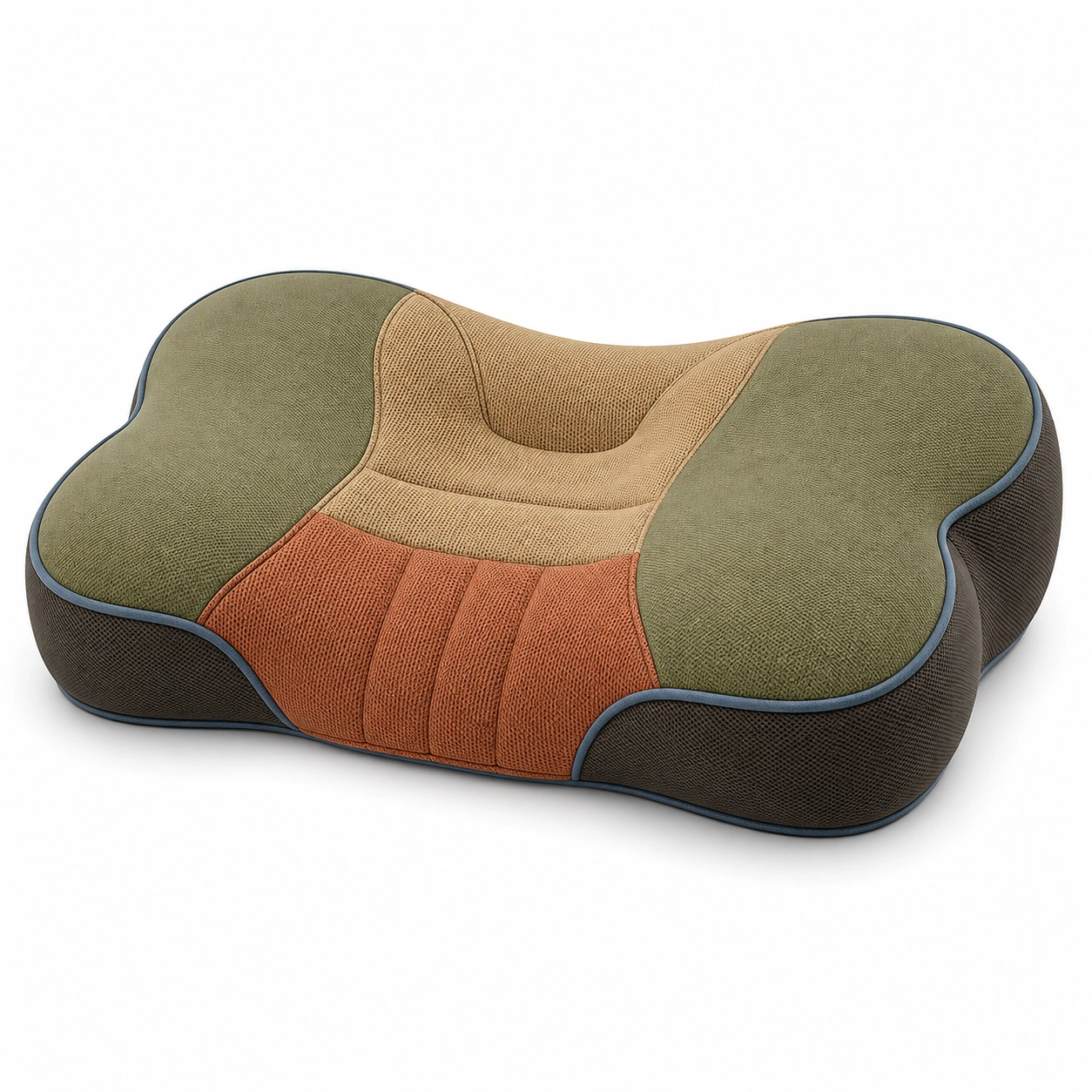 Cojín ergonómico para soporte cervical en verde, marrón y naranja-BEL DRA NOX