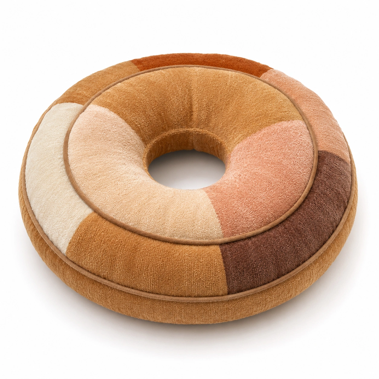Cojín Redondo Acolchado Multicolor Beige y Marrón-BEL DRA NOX