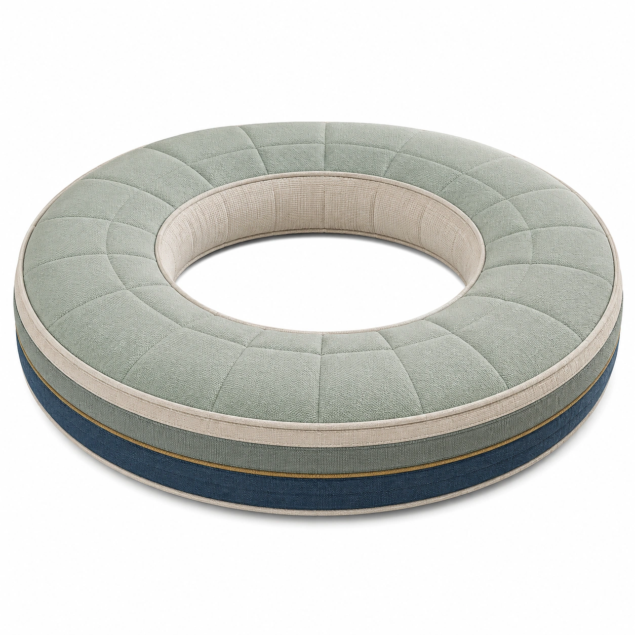 Cojín Redondo Grande Verde, Beige y Azul 120cm-BEL DRA NOX