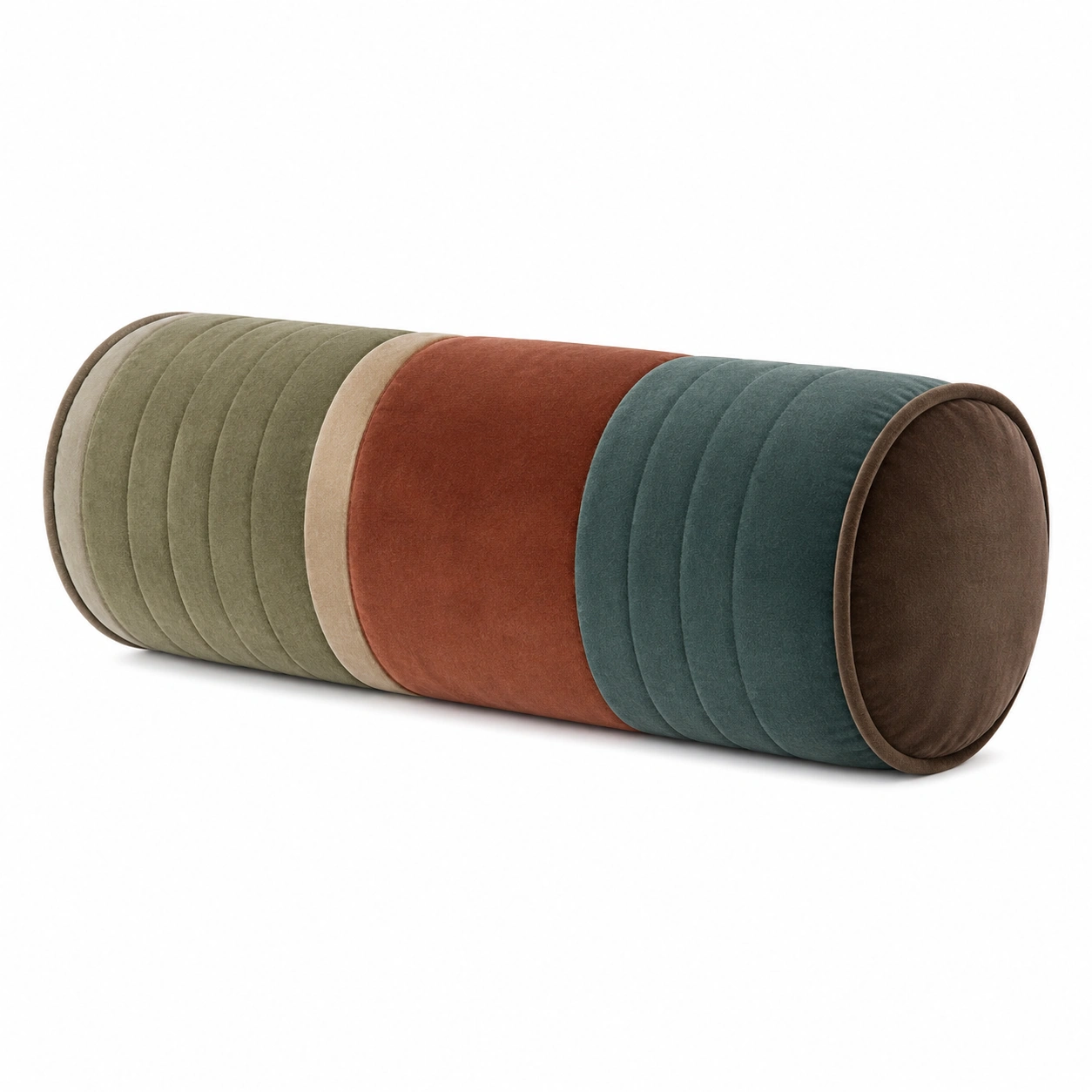 Cojín Cilíndrico Decorativo Multicolor Verde/Ocre/Teja-BEL DRA NOX