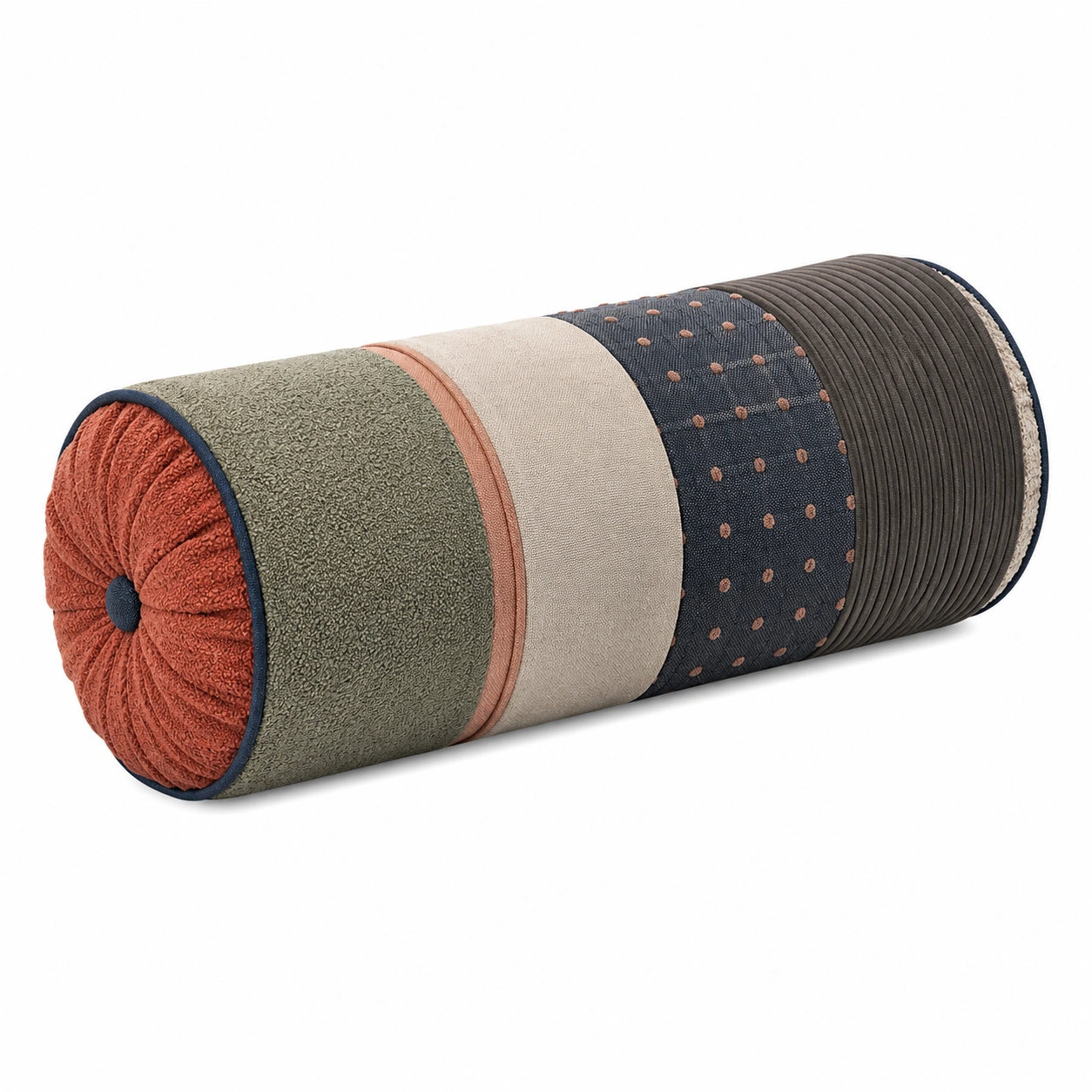 Cojín Cilíndrico Decorativo Patchwork 20x50cm-BEL DRA NOX