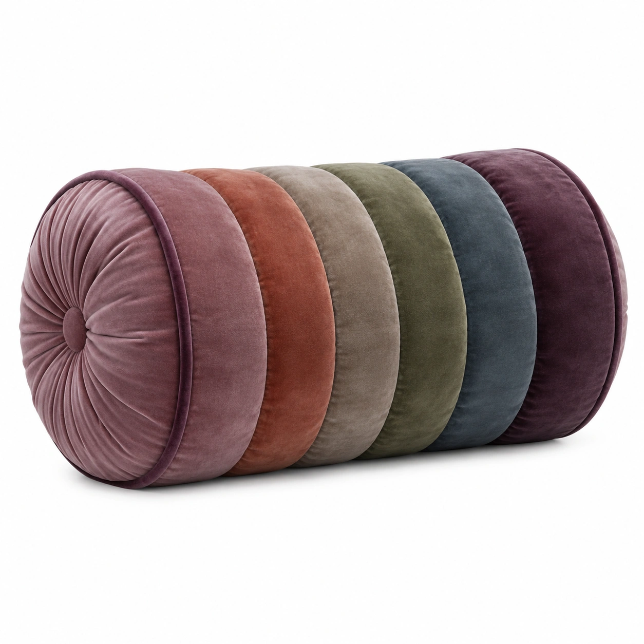 Cojín Cilíndrico de Terciopelo Multicolor Decorativo-BEL DRA NOX