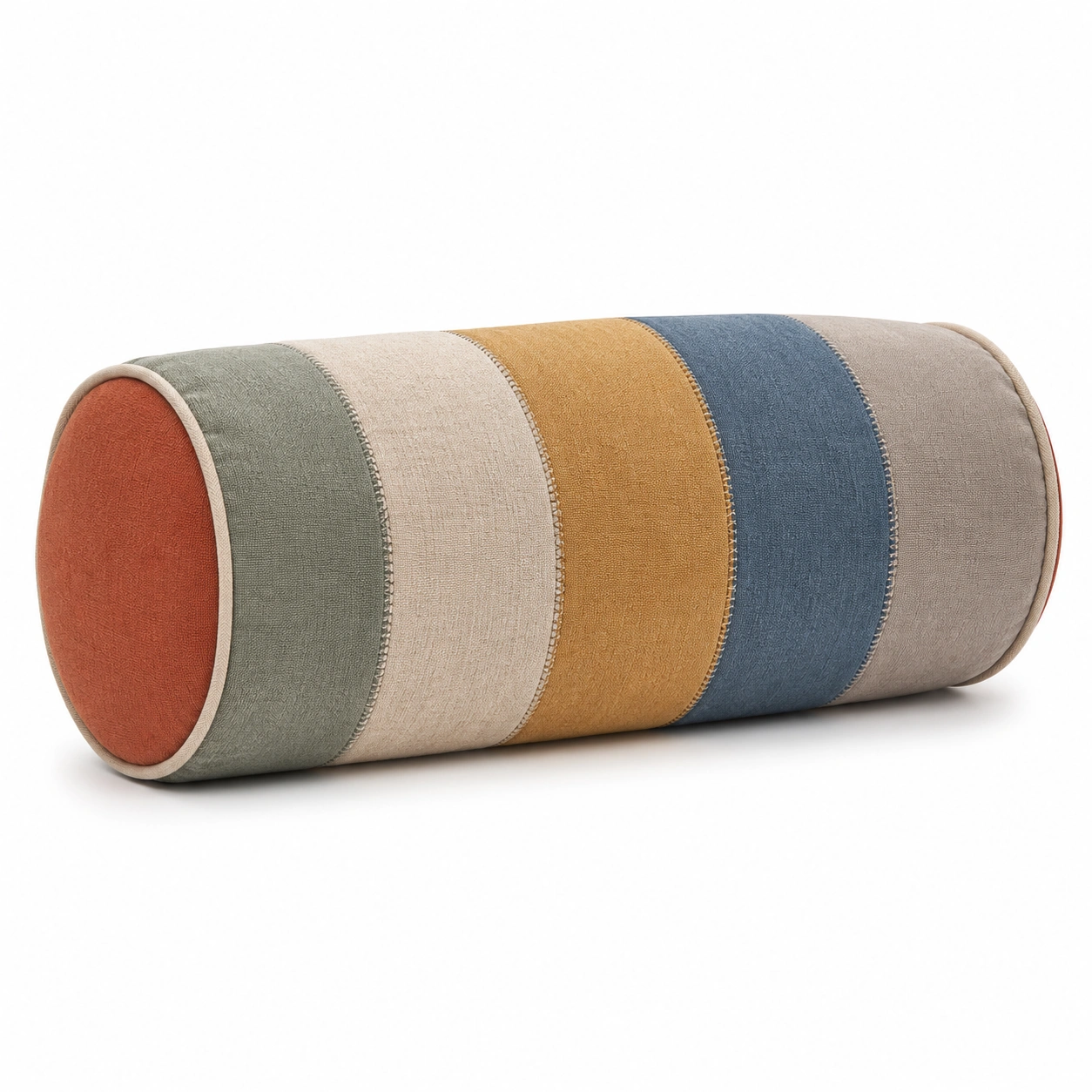 Cojín Cilíndrico Decorativo de Rayas Multicolor 20x50cm-BEL DRA NOX