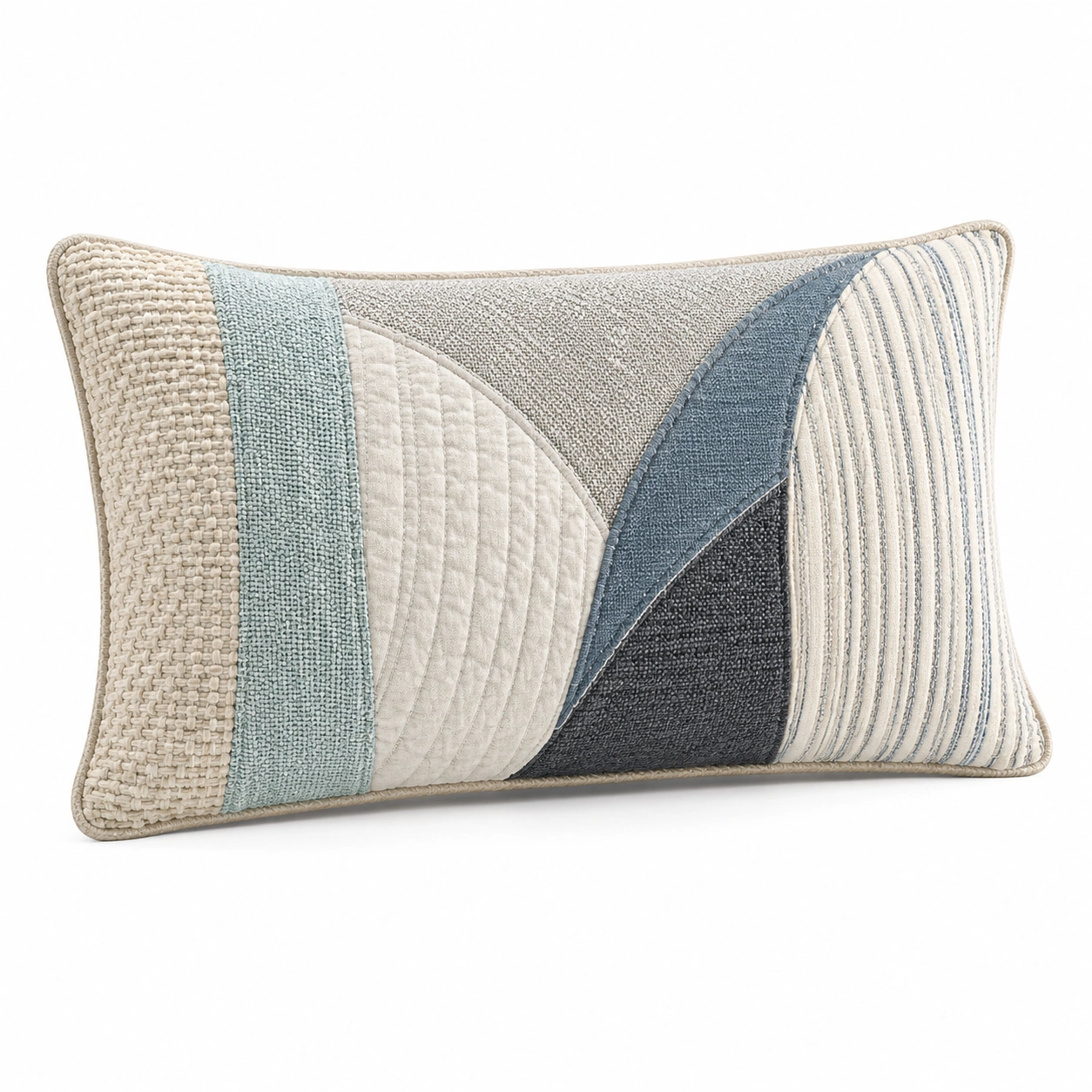 Cojín Decorativo Rectangular con Diseño Geométrico Beige y Azul-BEL DRA NOX