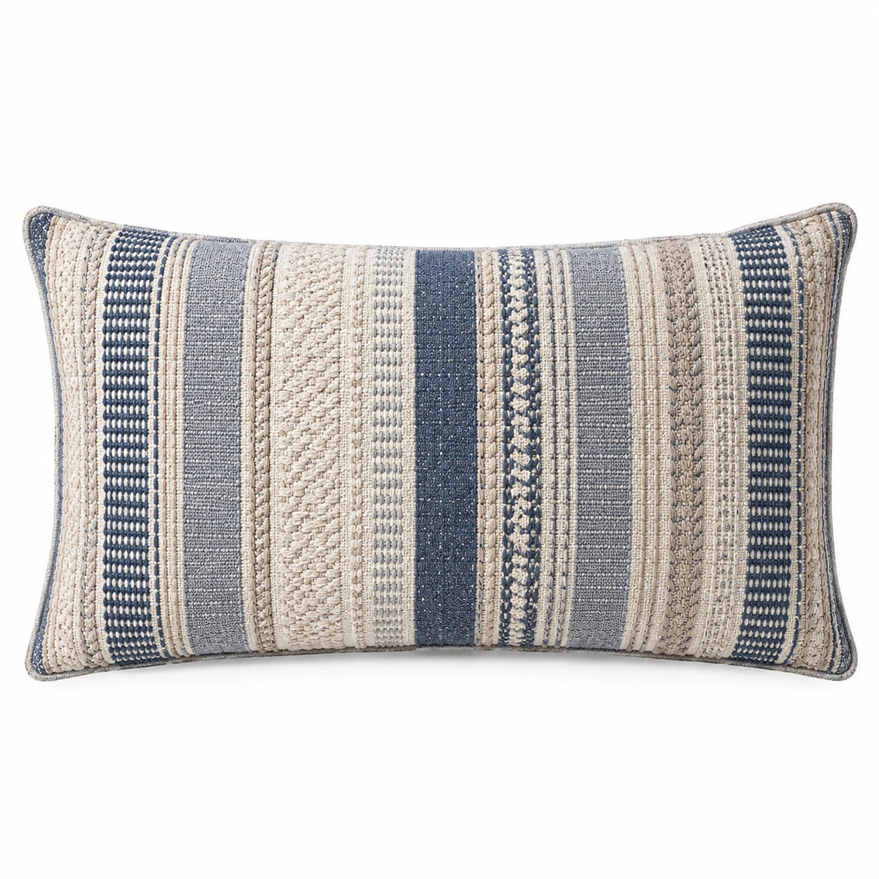 Cojín Decorativo Rectangular de Rayas Azul y Beige 50x30cm-BEL DRA NOX