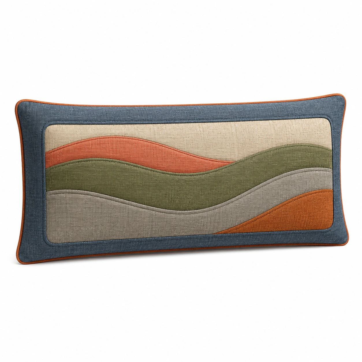 Cojín Decorativo Multicolor con Diseño Ondulado, 60x30 cm-BEL DRA NOX