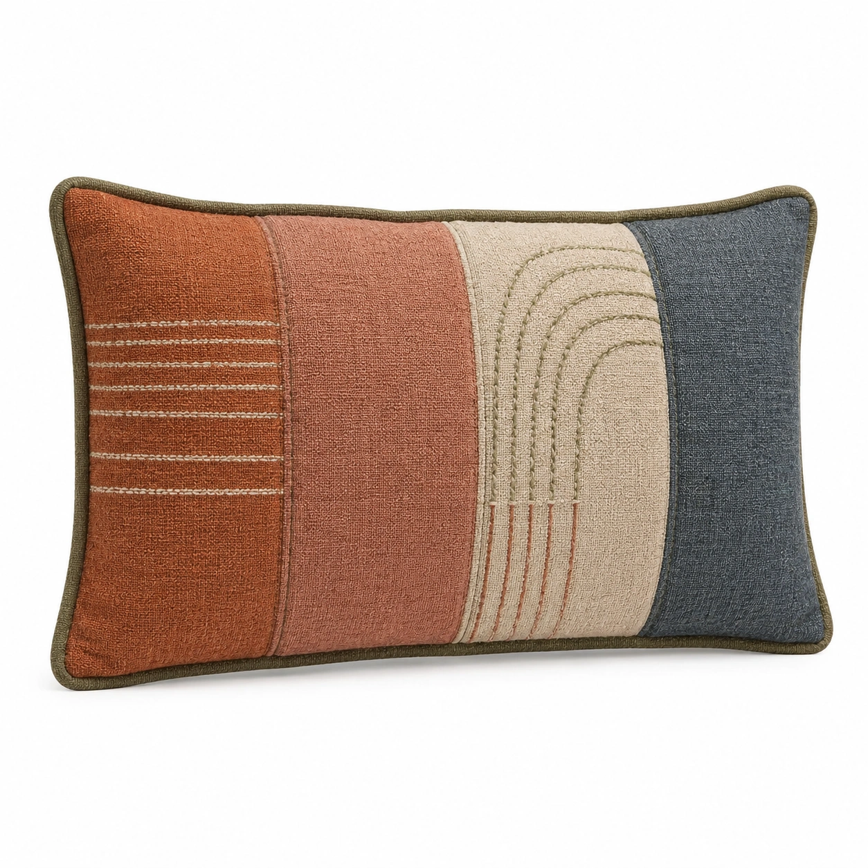 Cojín decorativo rectangular geométrico en tonos cálidos y neutros 50x30cm-BEL DRA NOX