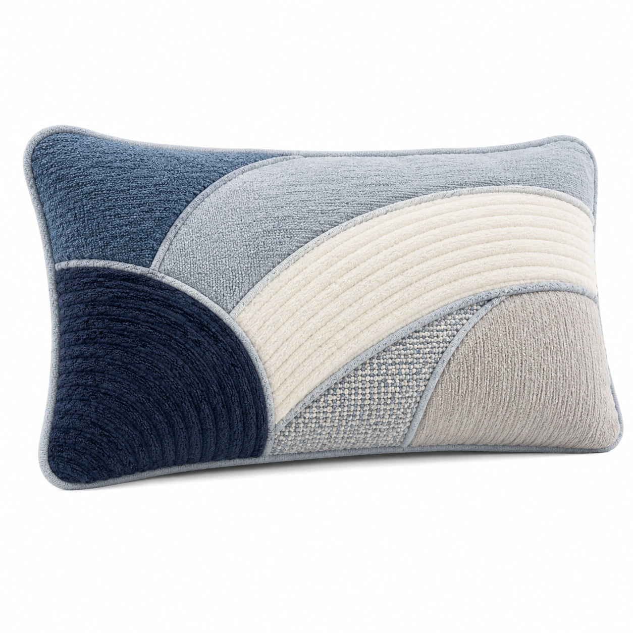 Cojín Decorativo Patchwork Azul y Gris 50x30 cm-BEL DRA NOX