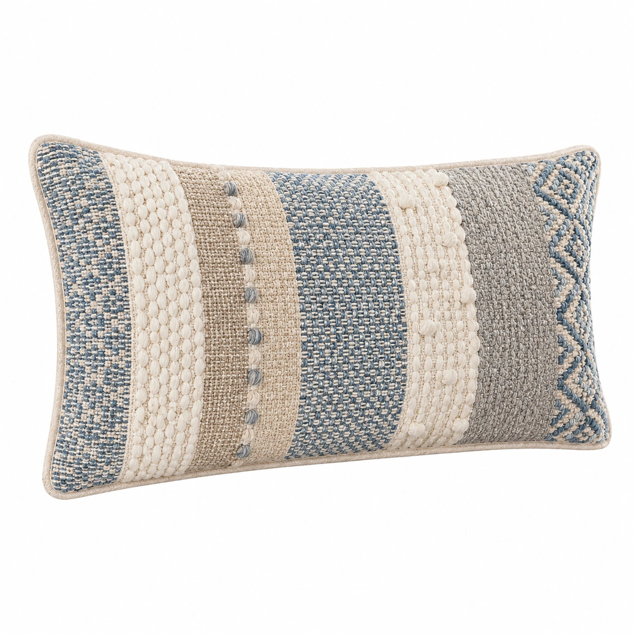 Cojín Decorativo Rectangular 60x30 cm Beige y Azul-BEL DRA NOX