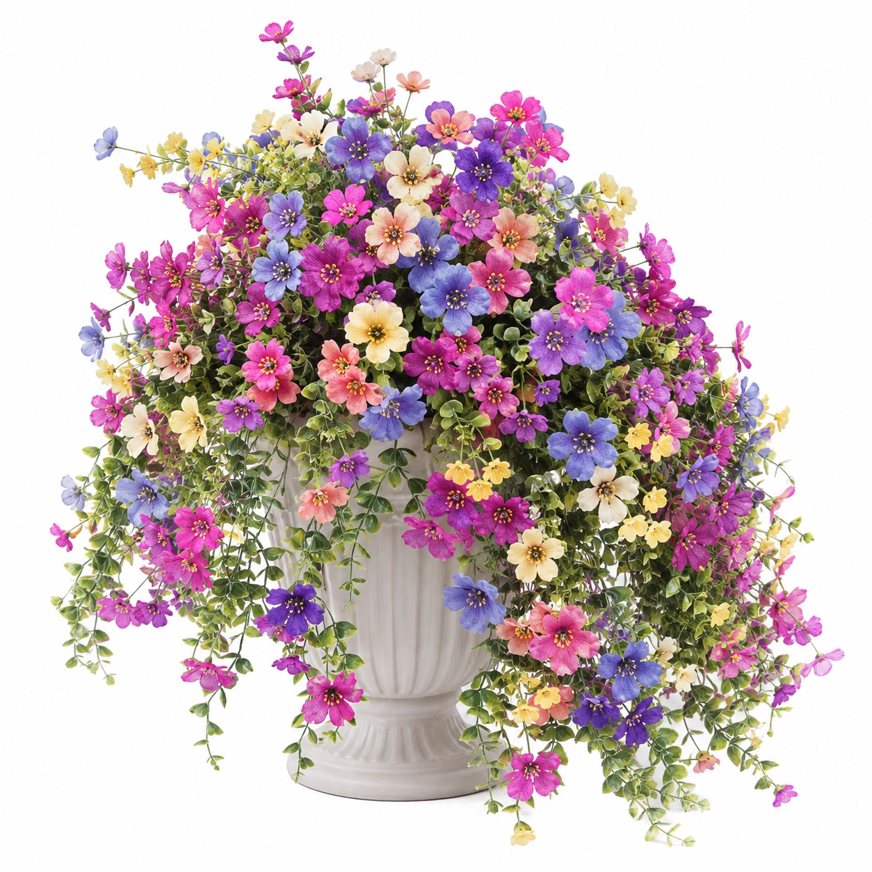 Arreglo de Flores Artificiales Multicolor con Maceta de Cerámica-JARNOVIEL