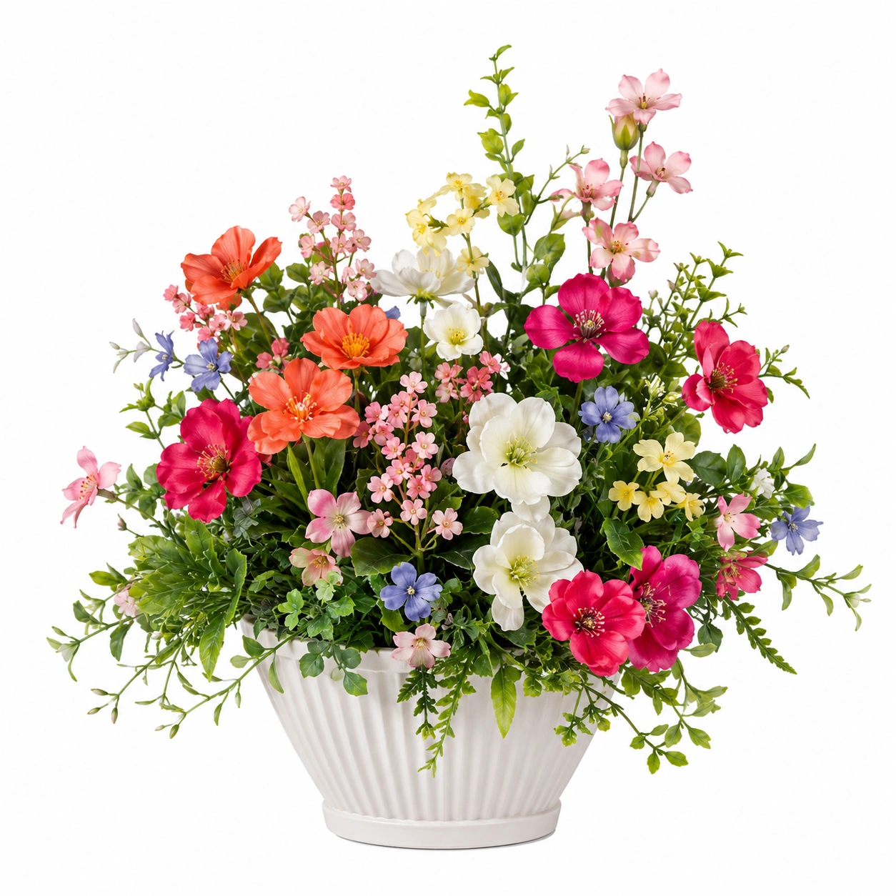Arreglo Floral Artificial Multicolor con Maceta Blanca-JARNOVIEL