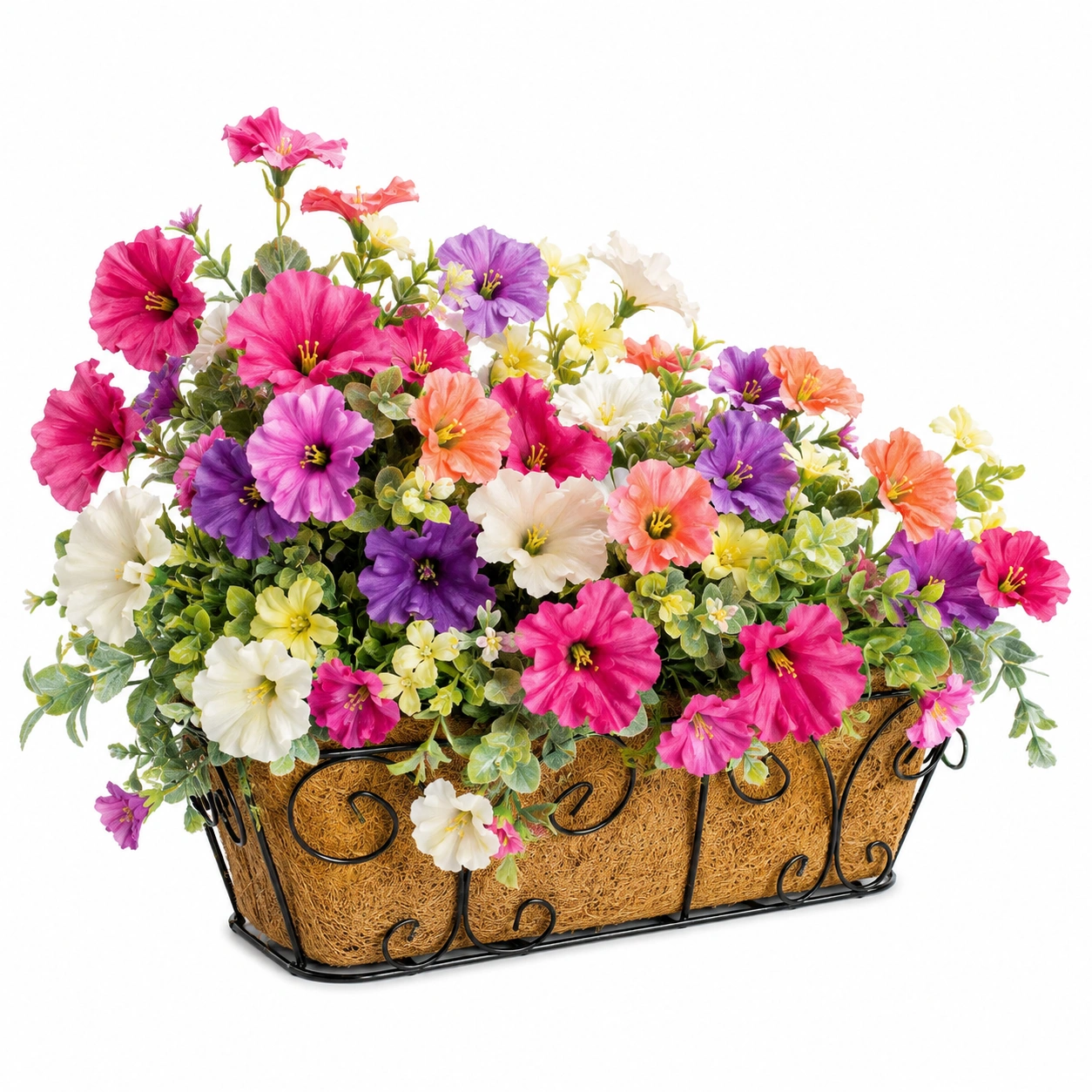 Arreglo Floral Artificial Multicolor en Macetero Metálico-JARNOVIEL