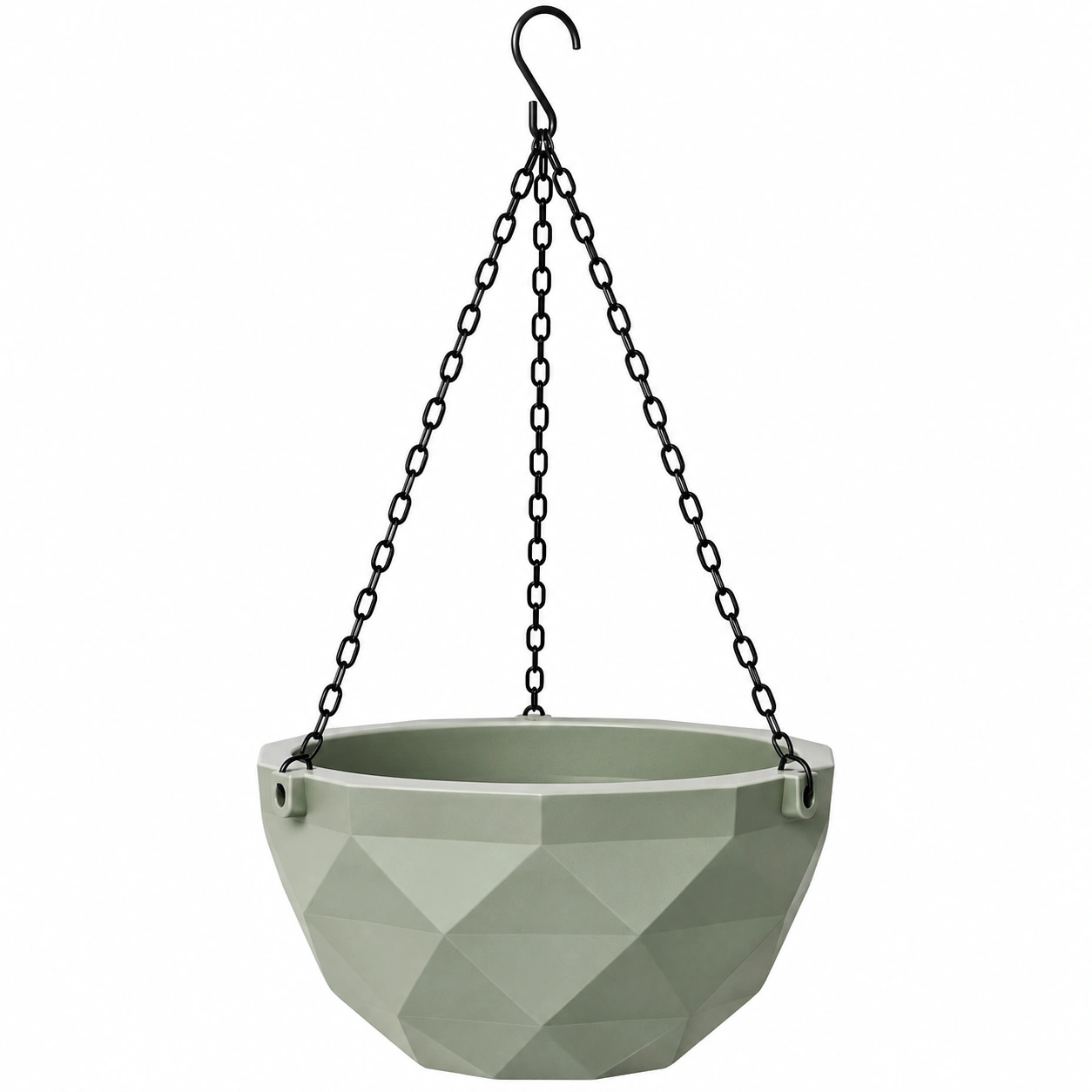 Maceta Colgante Geométrica Verde con Cadena de Metal-JARNOVIEL