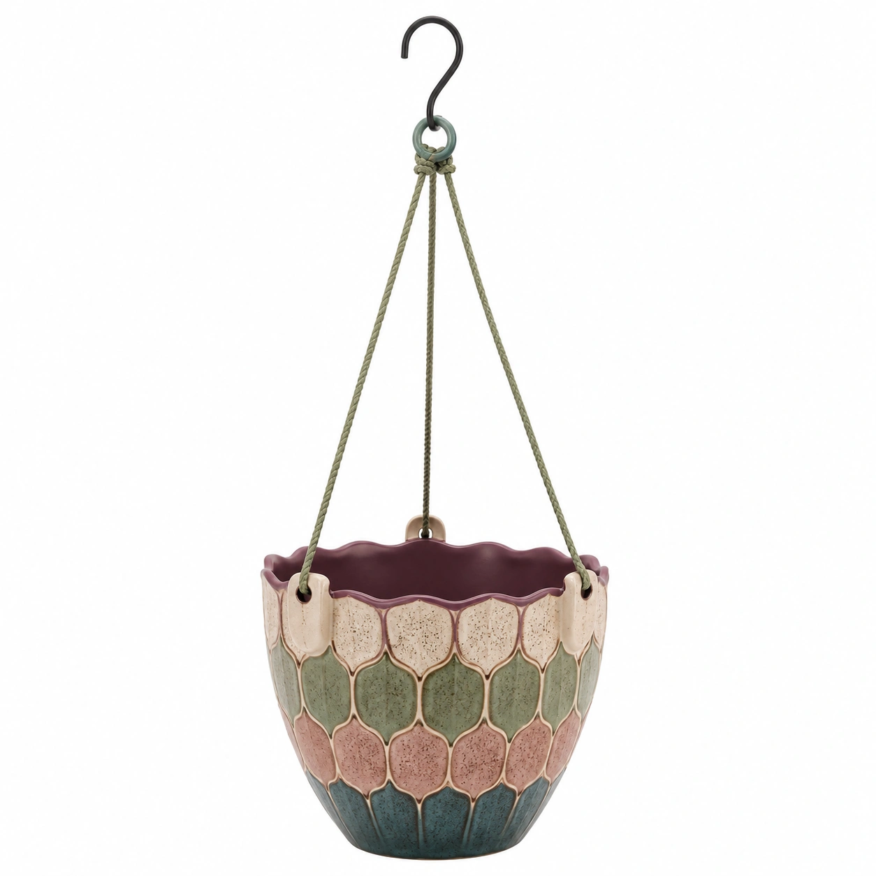 Macetero Colgante Multicolor con Diseño en Relieve 20x15 cm-JARNOVIEL