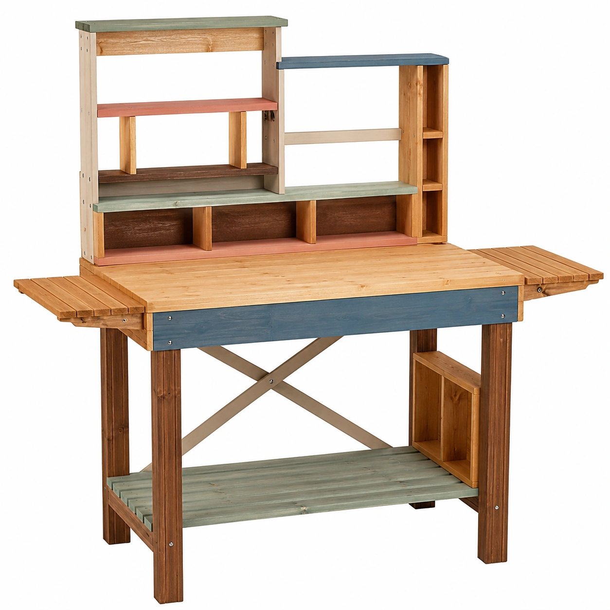 Mesa de Jardinería con Estantes, Multicolor-JARNOVIEL