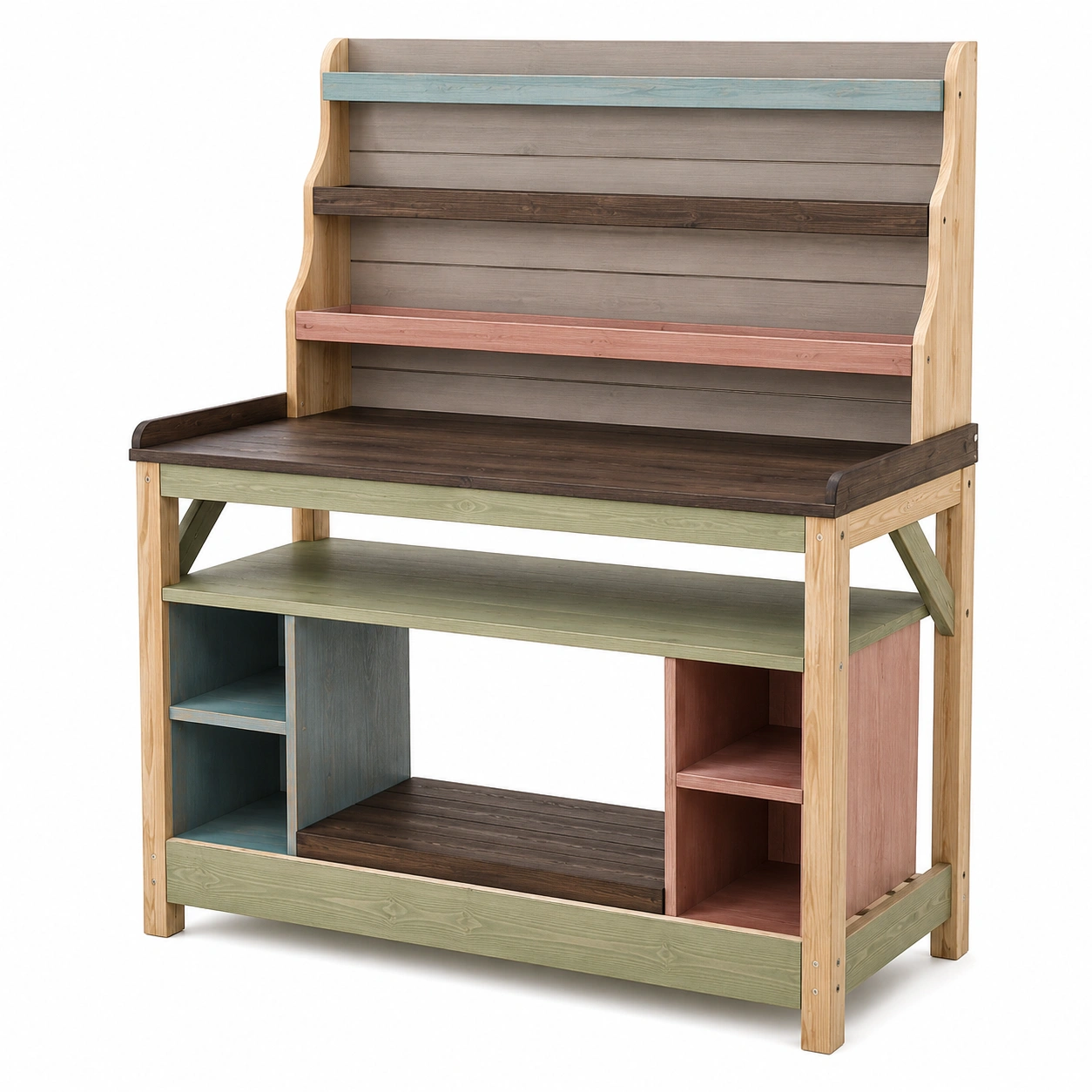 Mesa de Trabajo de Jardín Multicolor con Estantes y Almacenamiento-JARNOVIEL