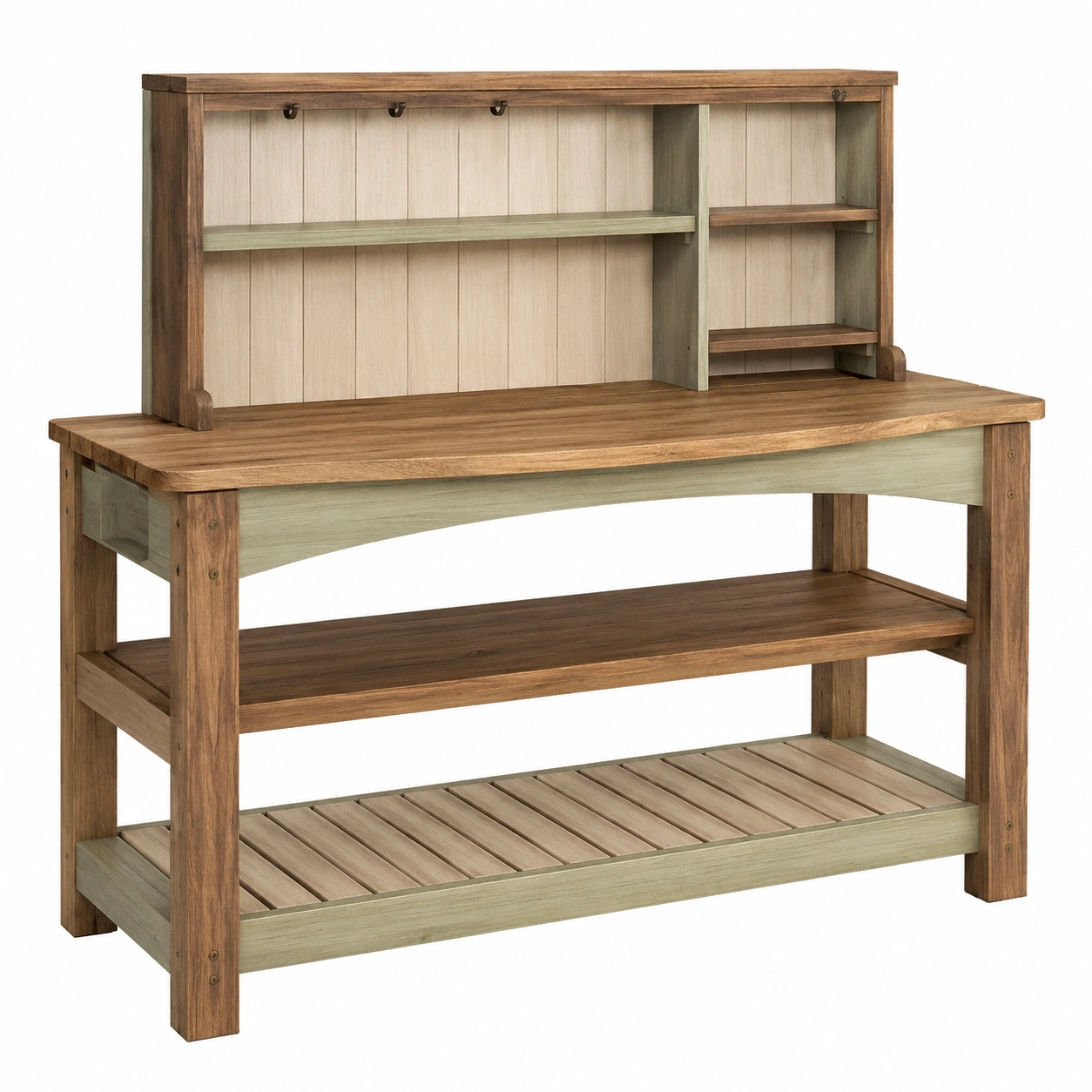 Mesa de Potting para Jardín con Estantes Marrón y Verde-JARNOVIEL