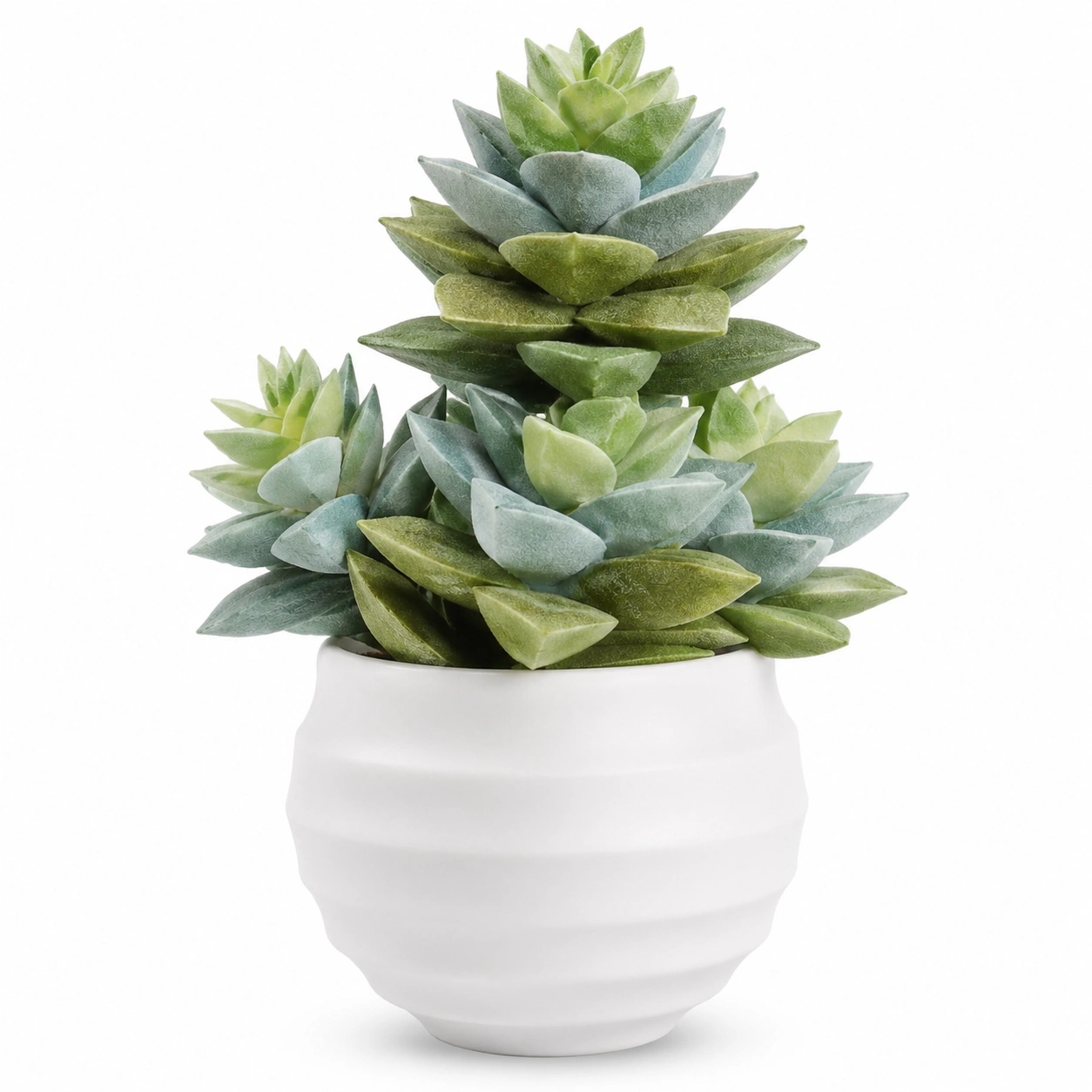 Planta Suculenta Artificial en Maceta Blanca 20 cm-JARNOVIEL